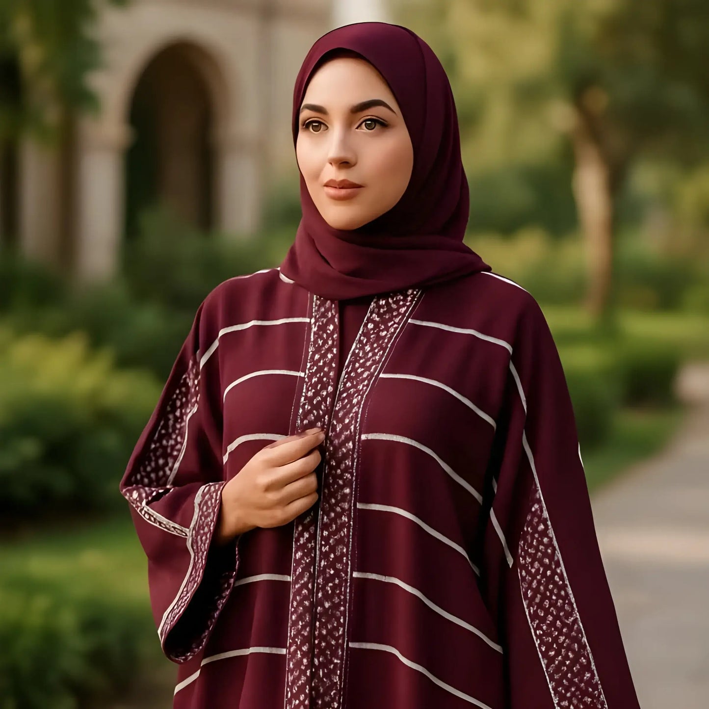 Premium Dark Maroon Embroidered Abaya Perfect for Weddings and Daily
