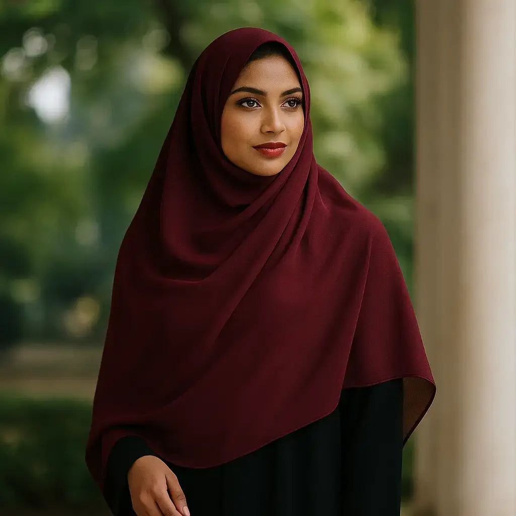 Soft Maroon Chiffon Hijab – Graceful and Comfortable