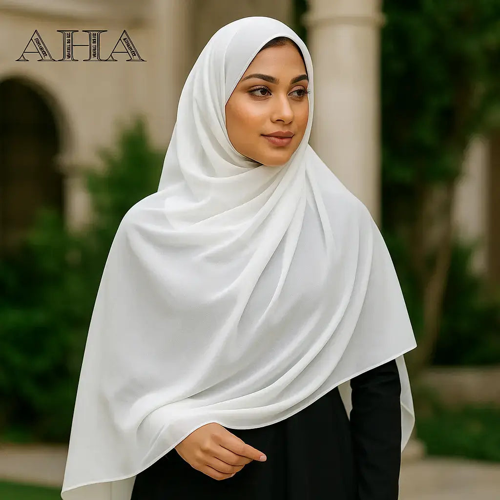 White Chiffon Hijab for Daily and Formal Wear