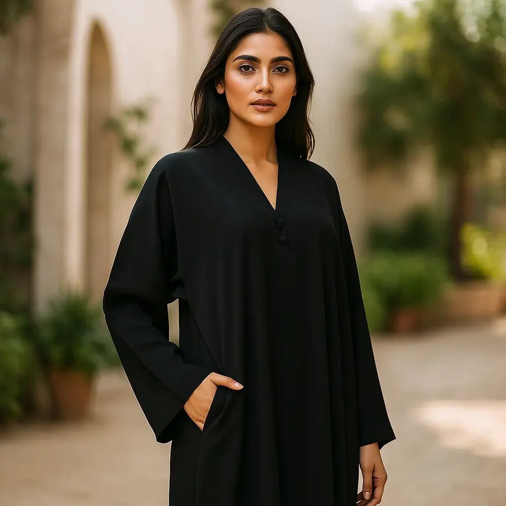 Black Abaya with Pocket – Soft and Stylish Everyday Wear