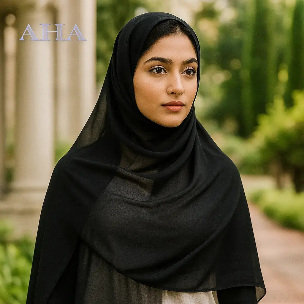 Black Chiffon Hijab for Daily and Formal Wear