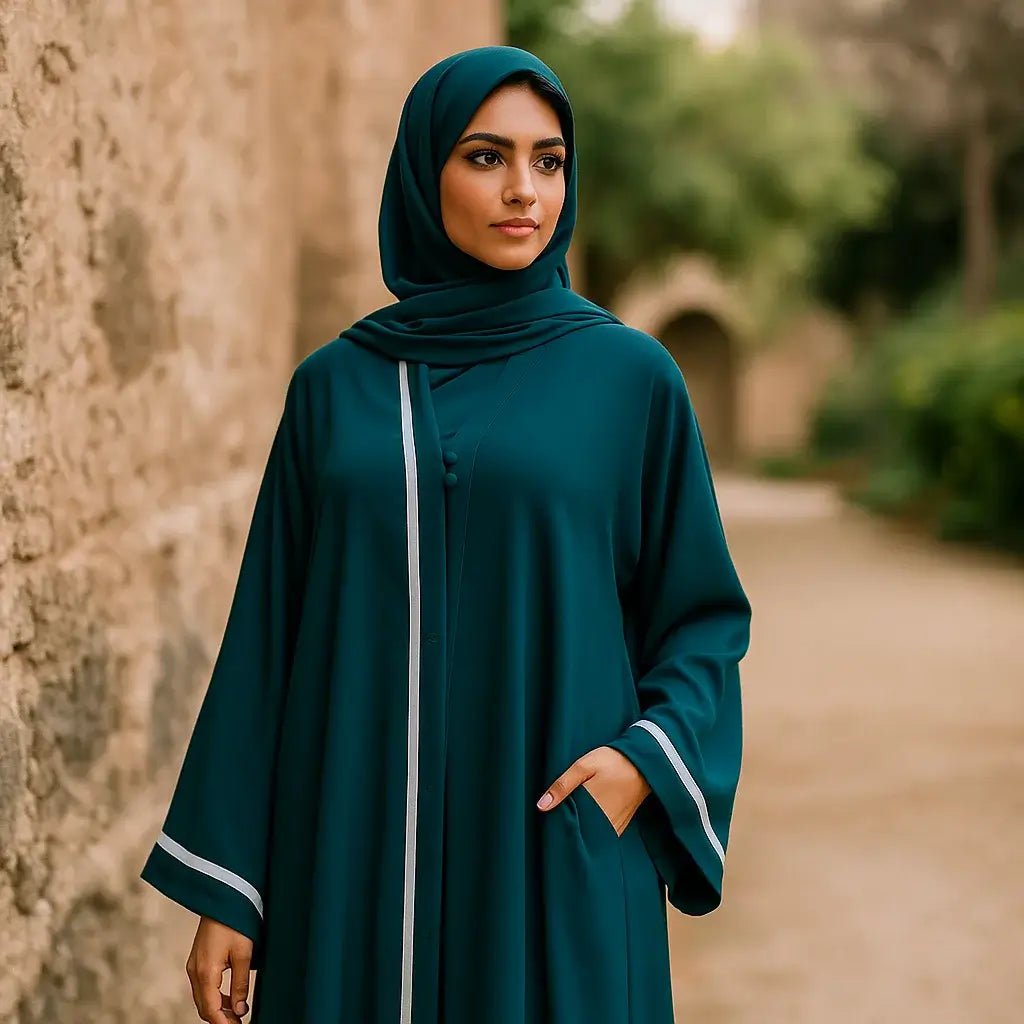 Dark Green Abaya with Dupatta