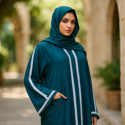 Dark Green Abaya with Dupatta