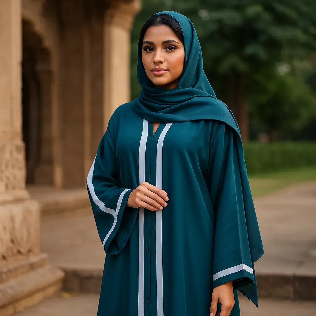 Dark Green Abaya with Dupatta