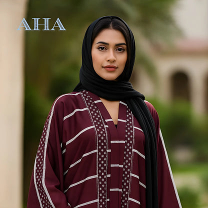 Premium Dark Maroon Embroidered Abaya Perfect for Weddings and Daily