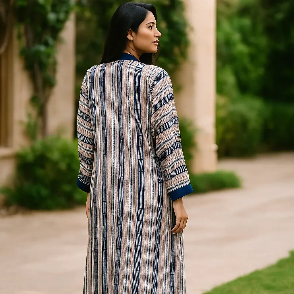 Multi-Color Printed Abaya – Front Open Touch Button Style