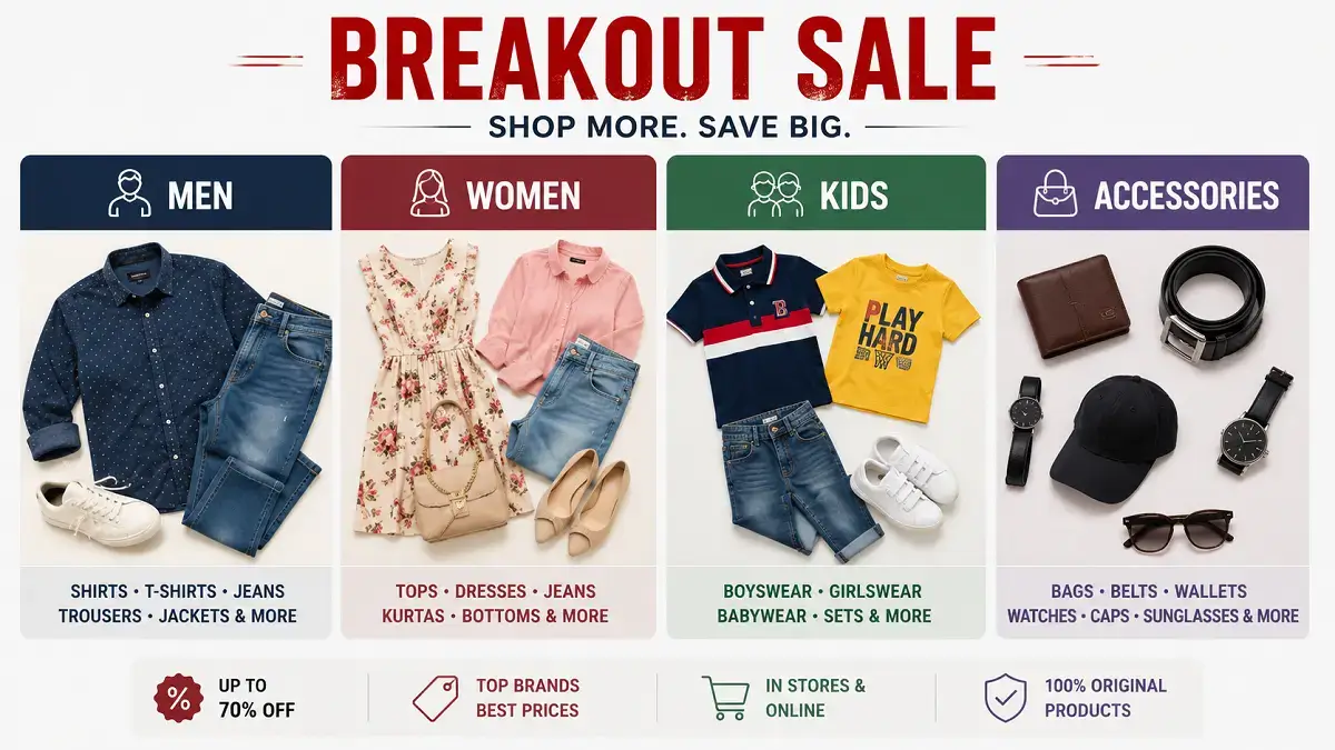 Breakout Sale: Live Discounts, Outlets and How to Shop It in Pakistan 4 Categories included in the Breakout sale: men, women, kids, accessories