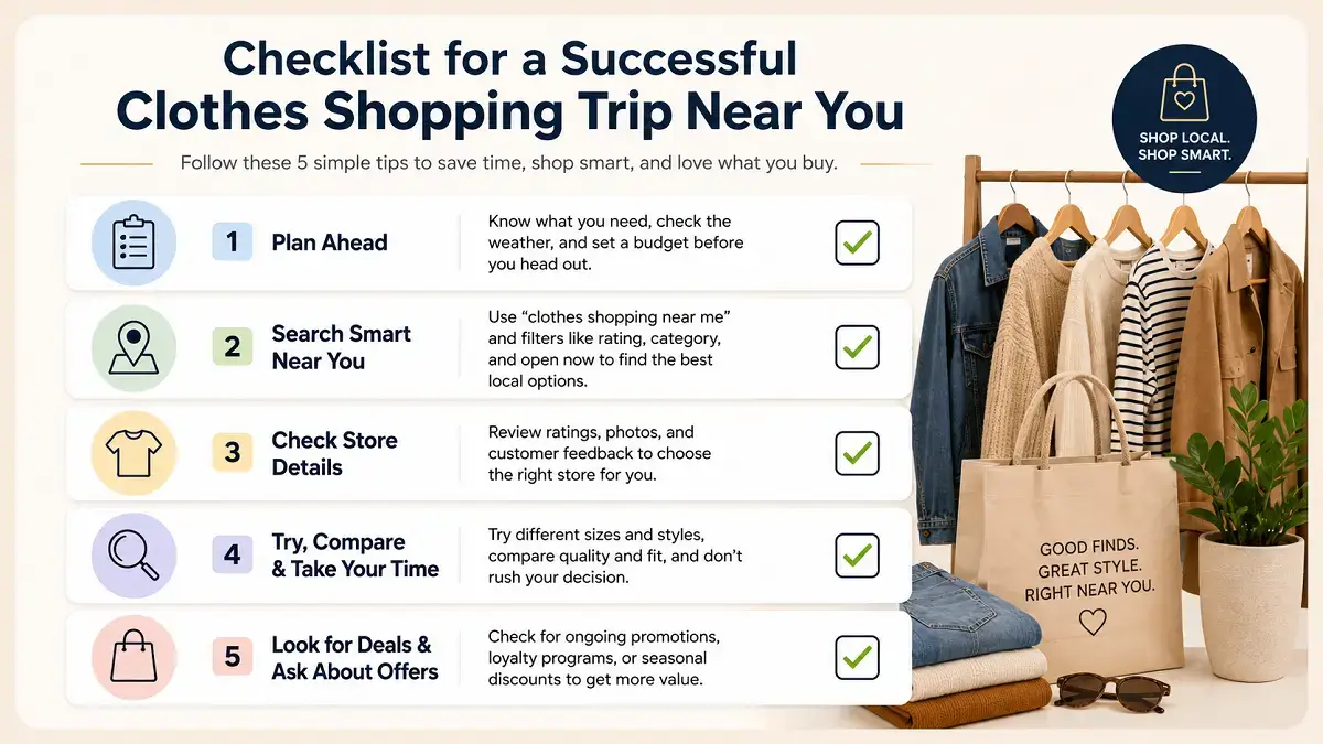 Checklist for a successful clothes shopping trip near you