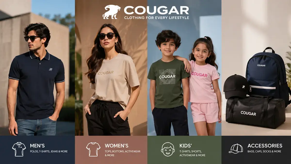 Cougar clothing categories for men, women and kids