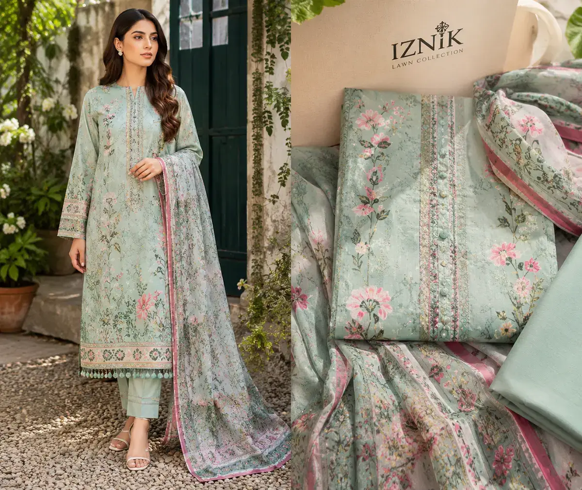 Iznik PK lawn suit from the seasonal collection