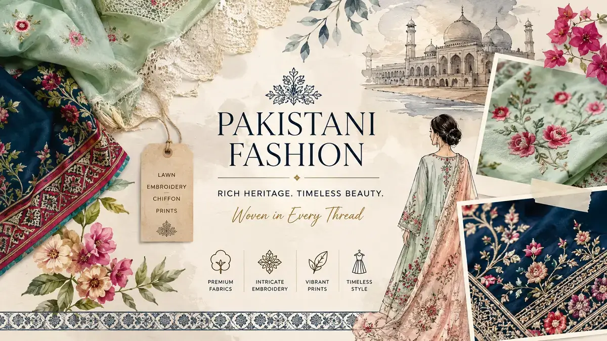 Pakistani fashion brand textile and embroidery patterns