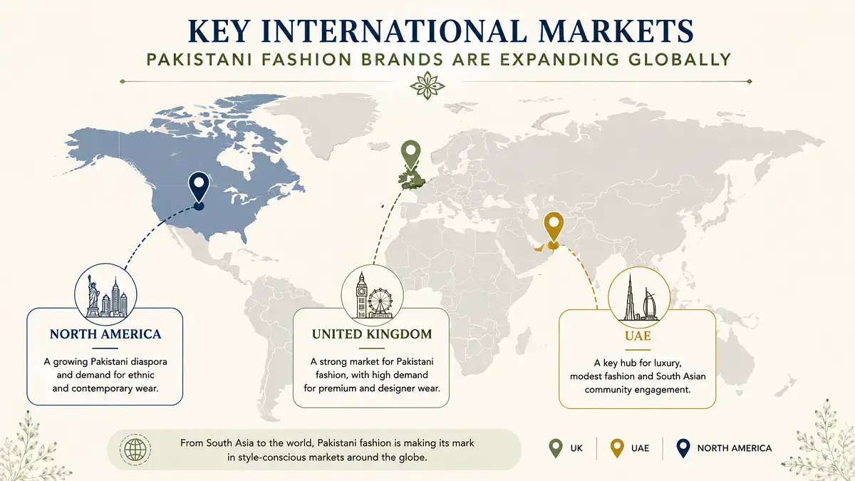 Pakistani fashion brands international expansion markets