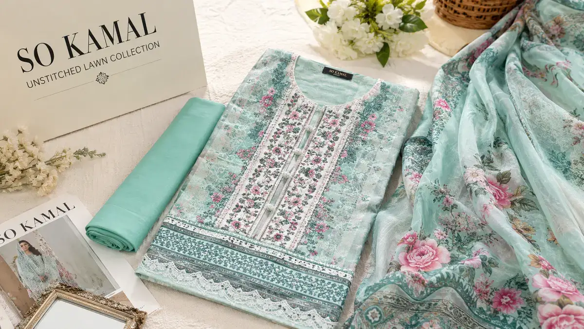 So Kamal unstitched lawn suit collection