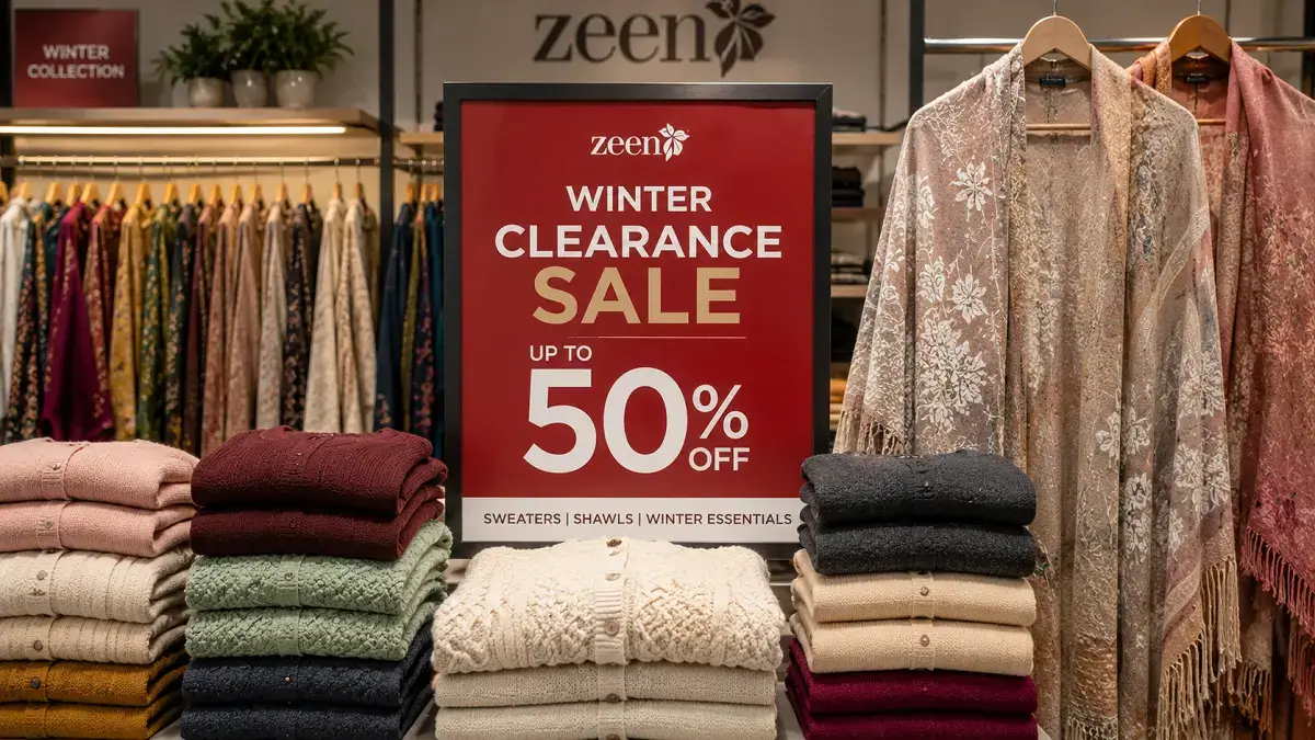 Zeen Sale 2026: Up to 50% Off Women's Clothing in Pakistan 4 Zeen winter clearance sale sweaters and shawls