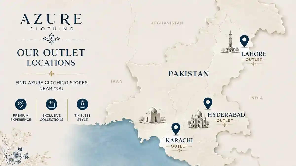 Azure clothing outlet locations map Karachi Lahore Hyderabad