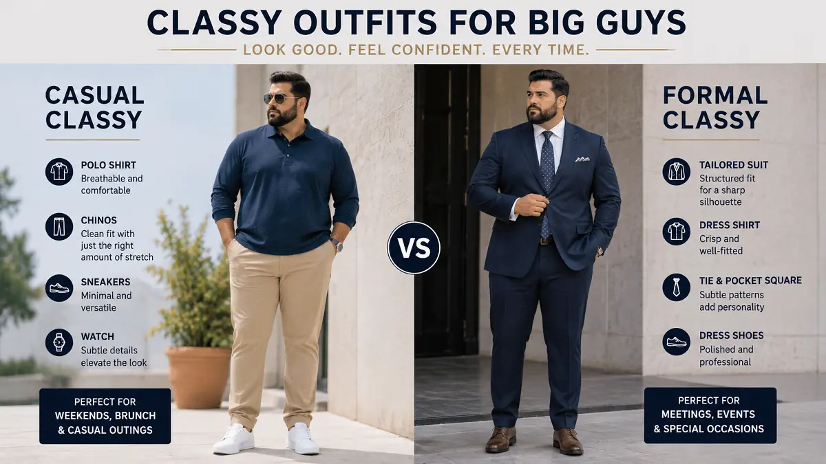 Casual vs formal classy outfits for big guys