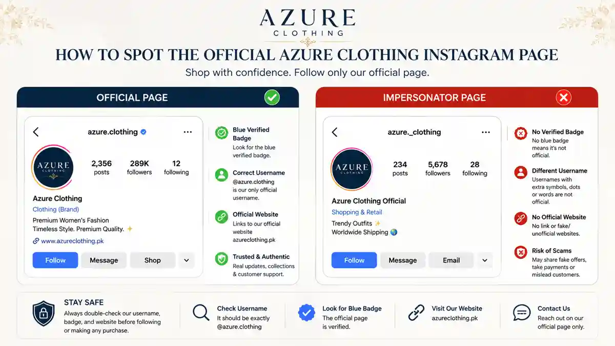 How to spot the official Azure clothing Instagram page