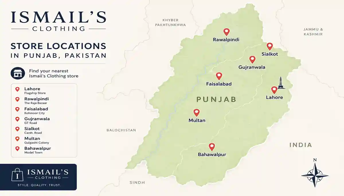 Map of Ismail's Clothing store locations in Pakistan