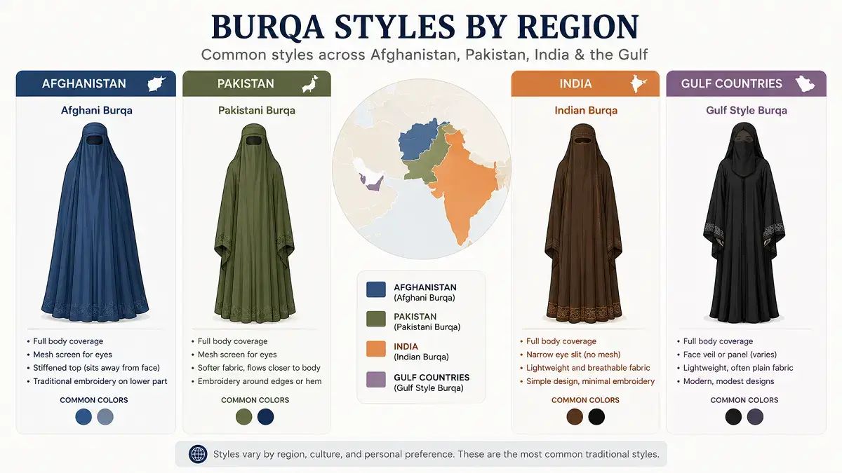 Abaya vs Burqa | A Complete Guide to the Differences Between These Garments 5 Regional burqa styles by country