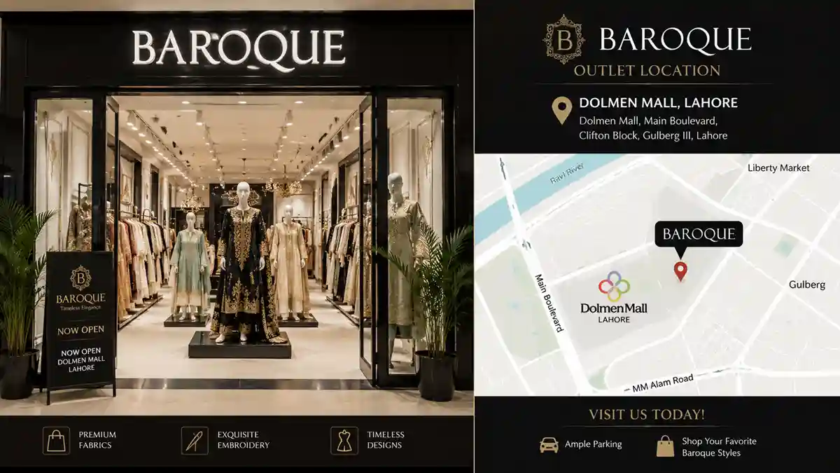 Baroque clothing store location at Dolmen Mall, Lahore