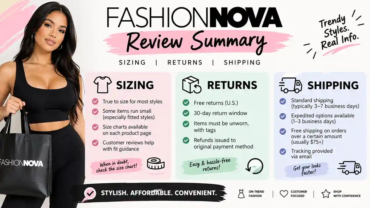 Fashion Nova review summary of sizing, returns and shipping