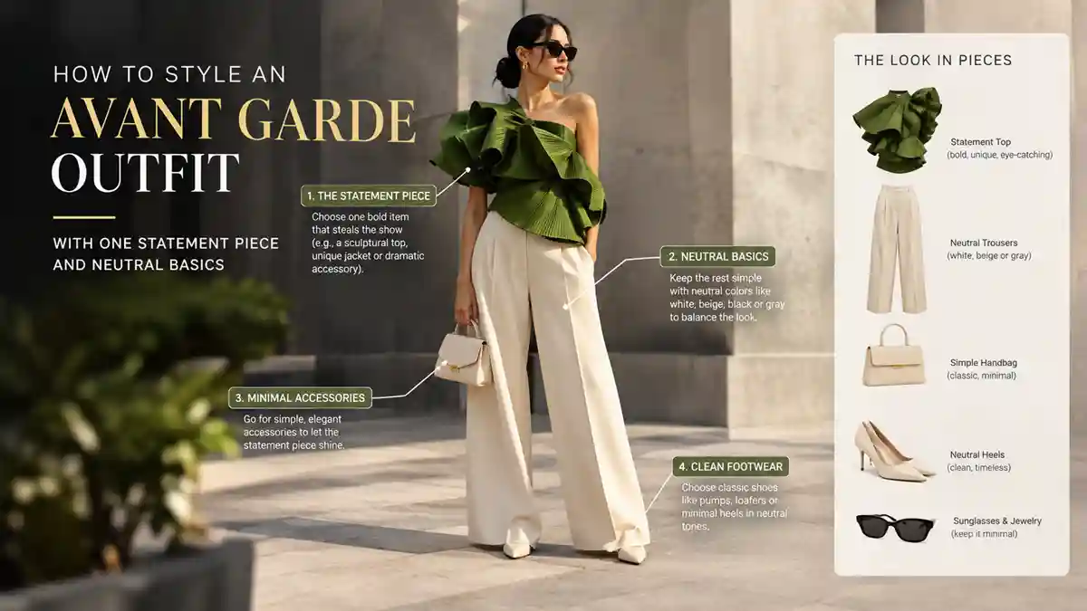 How to style an avant garde outfit with one statement piece and neutral basics