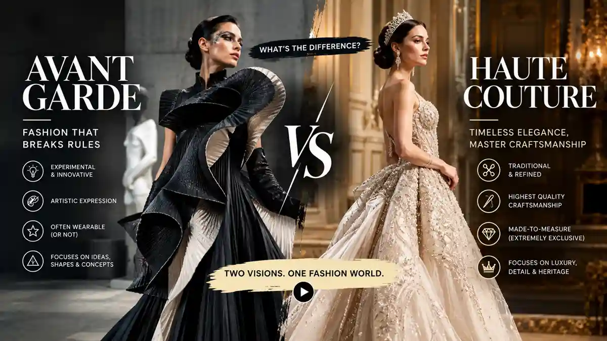 Video explaining the difference between avant garde fashion and haute couture